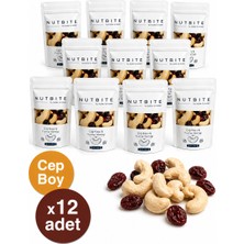 Nutbite 12’li Cep Boy - Çiğ Kaju & Turna Yemişi - Taptaze Mahsül - Hafif Atıştırmalık Kuruyemiş - 12X40 gr