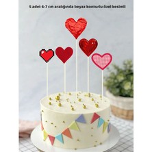 Kalp Temalı Doğum Günü Pasta Süsü