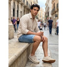 Kaizer Jeans Erkek Mavi Double Paça Lazerli Şort