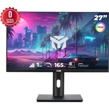 27 Cube PA-27V165F Va 1ms 165HZ 2xhdmı 2xdp 2k Qhd 2560X1440 Freesync Yukseklık Ayarı Vesa Pıvot Rgb Sıyah Sıfır Olu Pıx