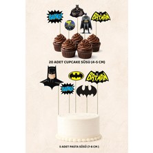 Batman Konsept 5 Adet Pasta 20 Adet Cupcake Mini Set Doğum Günü Pasta Süsü