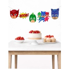 Pijamaskeliler Tema Doğum Günü Parti Süs Banner Flama 5 Figür