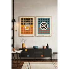 Tontilika Minimalist Geometri 2'li Ahşap Çerçeveli Tablo Seti