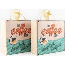 Vestron Kahve Temalı Çevreci Nonwoven Tela Coffee Shop Bag 40*40*15 Set 2 Adet