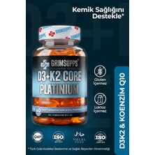 Grimsupps D3 + K2 Core Platinum – Koenzim Q10 Destekli Softjel