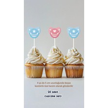 Kız Or Erkek Cinsiyet Partisi Konsept Kürdanlı Cupcake Süsü Doğum Günü Süsü *20'li Kalın Kağıt