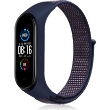 Marsilyan Xiaomi Mi Band 4 Hasırlı Cırtcırtlı Kordon - Lacivert-Mor