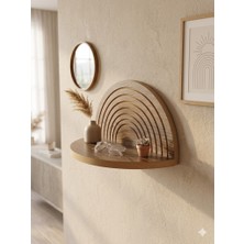 Modern Bohem Kemerli Duvar Rafı | Sukulent ve Obje Rafı | 35X19X17 cm
