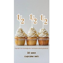 Yarım Yaş Temalı Konsept Kürdanlı Cupcake Süsü Doğum Günü Süsü *20'li Kalın Kağıt