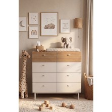 Robin Home Bebek Odası Çocuk Odası Geniş Şifonyer 8 Çekmeceli Ahşap Ayaklı