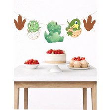 Dinozor Banner Parti ve Doğum Günü Süsü 5 Figür 10 - 12 cm Arası