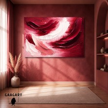 Gaagart Tekli Yatay Kanvas Tablo Dijital Baskı Koyu Bordo Soyut Fırça Darbeleri