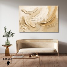 Gaagart Tekli Yatay Kanvas Tablo Dijital Baskı Krem Kahve Soyut Fırça Darbeleri