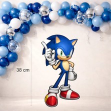 Sonic Temalı Ayaklı Pano (38 Cm) Doğum Günü Süsü 300GR Kuşe Kağıt