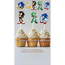 Kirpi Sonic Konsept Kürdanlı Cupcake Süsü Doğum Günü Süsü *20'li Kalın Kağıt