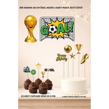 Futbol Temalı Doğum Günü Süsü Seti - Pasta Süsü, Cupcake Süsü, Pano Masa Üstü Süsü