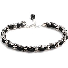 Chaileather Black - Zincir & Deri Bileklik MEY2512059