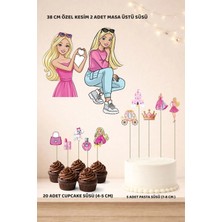 Barbie Doğum Günü Süsü Seti - Pasta Süsü, Cupcake Süsü, Pano Masa Üstü