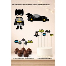 Batman Doğum Günü Süsü Seti - Pasta Süsü, Cupcake Süsü, Pano Masa Üstü Süsü