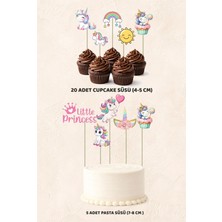 Unicorn Konsept 5 Adet Pasta 20 Adet Cupcake Mini Set Doğum Günü Pasta Süsü