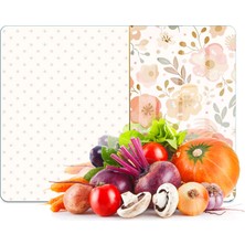 Decovetro Cam Kesme Tahtası ve Sunumluk Flower & Points Desenli 20 x 30 cm