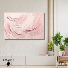Gaagart Tekli Yatay Kanvas Tablo Dijital Baskı Şeker Pembe Soyut Fırça Darbeleri