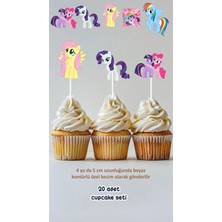 Sinek Kupası Tasarım My Little Pony Konsept Kürdanlı Cupcake Süsü Doğum Günü Süsü *20'li Kalın Kağıt