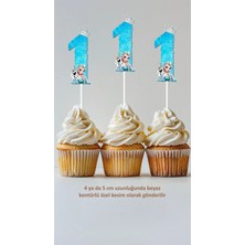 Sinek Kupası Tasarım Elsa 1 Yaş Temalı Konsept Kürdanlı Cupcake Süsü Doğum Günü Süsü *20'li Kalın Kağıt