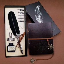 Marsilyan Tüylü Kalem ve Deri Defter Set 646