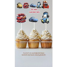 Sinek Kupası Tasarım Arabalar Cupcake Süsü Doğum Günü Pasta Süsü Doğum Günü Süsü 20 Adet
