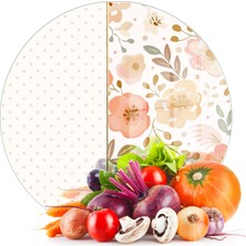 Decovetro Cam Kesme Tahtası ve Sunumluk Yuvarlak Flower & Points Desenli 30 x 30 cm