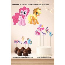 Sinek Kupası Tasarım My Little Pony Doğum Günü Süsü Seti - Pasta Süsü, Cupcake Süsü, Pano Masa Üstü Süsü