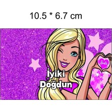 Sinek Kupası Tasarım Barbie - 10 Adet Yapışkanlı Köpük Baloncuk Etiketi
