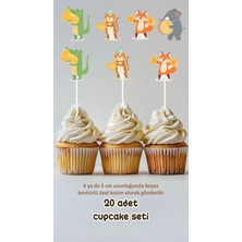 Sinek Kupası Tasarım Müzik Çalan Hayvanlar Temalı Konsept Kürdanlı Cupcake Süsü Doğum Günü Süsü *20'li Kalın Kağıt