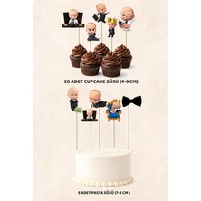 Sinek Kupası Tasarım Patron Bebek Boss Baby 5 Adet Pasta 20 Adet Cupcake Mini Set Doğum Günü Pasta Süsü