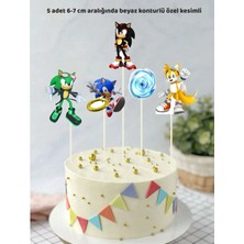 Sinek Kupası Tasarım Kirpi Sonic Temalı 5 Adet Doğum Günü Pata Süsü