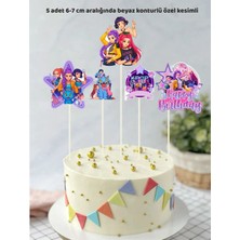 Sinek Kupası Tasarım Kpop Demon Hunters Temalı 5 Adet Doğum Günü Pata Süsü