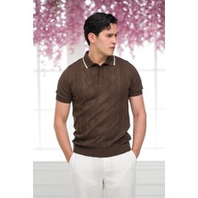 Advante Slimfit Kolları Lastikli Likralı Desenli Polo Yaka Triko T-Shirt