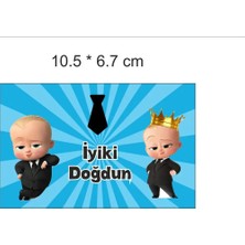 Sinek Kupası Tasarım Patron Bebek Boss Baby- 10 Adet Yapışkanlı Köpük Baloncuk Etiketi