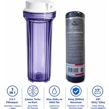Spring Water 3 In 1 Ön Koruyucu Filtre Sistemi 10'' Housingli Yıkanabilir Karbonlu Silifozlu Filtre 1/4''