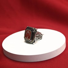 Hünertaş 925 Ayar Gümüş Erkek Yüzük- Türk Bayrağı