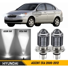 ŞüsCarOto Aksesuar Hyundai Accent Era 2006-2012 Uyumlu Mercekli Far Ampulü LED Xenon Beyaz Renk Far Şimşek Etkili Csp LED Lamba Uzun Kısa 2 Adet Takım