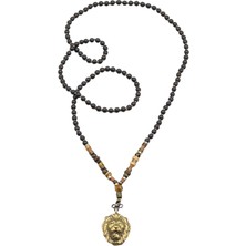 King Leo - Antika Aslan Figürlü Onyx Tiger Eye Erkek Kolye MEY2411009