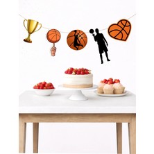 Sinek Kupası Tasarım Basketbol Temalı Banner Parti ve Doğum Günü Süsü 5 Figür 10 - 12 cm Arası