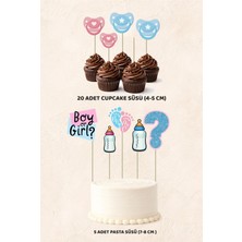 Sinek Kupası Tasarım Cinsiyet Partisi Konsept 5 Adet Pasta 20 Adet Cupcake Mini Set Doğum Günü Pasta Süsü