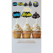 Sinek Kupası Tasarım Batman Temalı Cupcake Süsü Pasta Süsü Doğum Günü Süsü 20'li
