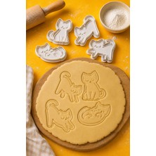 Tilekey Seramik Kedi Kurabiye Kalıbı 4’lü Set – 3D Baskı Kedi Figürlü Şeker Hamuru & Kurabiye Kalıbı