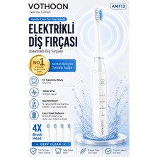 Vothoon Şarjlı Diş Fırçası 15000 Vpm Titreşim Gücü, 500MAH Batarya, 5 Temizlik Modu Beyaz