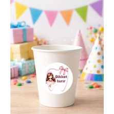 Sinek Kupası Tasarım 20 Adet 4 cm Ilk Diş Kız Yuvarlak Happy Birthday Doğum Günün Kutlu Olsun Sticker Çıkartma Etiket