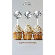 Sinek Kupası Tasarım Disko Topu Temalı Cupcake Süsü Pasta Süsü Doğum Günü Süsü 20 Adet